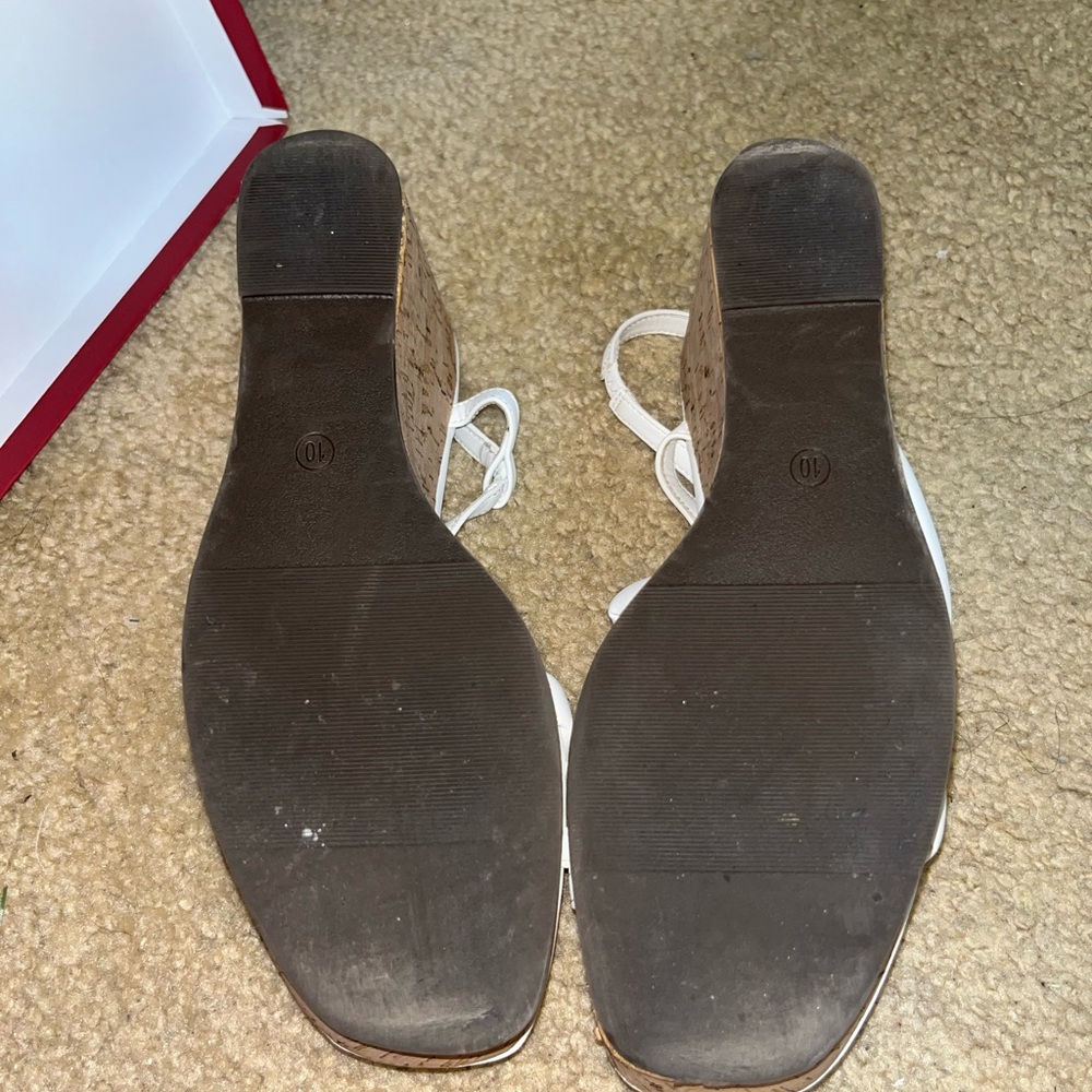 White Strappy Wedge Sandals - Picture 4 of 10